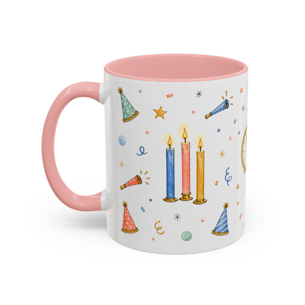 New Year Midnight Mug | Candle Firework Watercolor Party Gift | Accent Cup 11oz 15oz