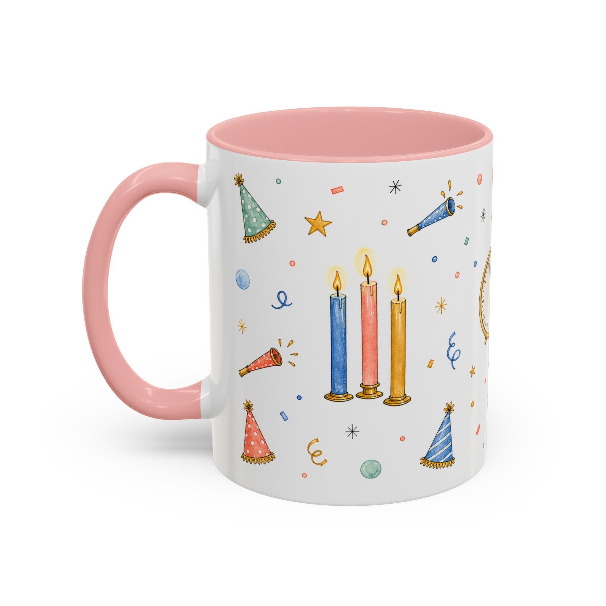 New Year Midnight Mug | Candle Firework Watercolor Party Gift | Accent Cup 11oz 15oz