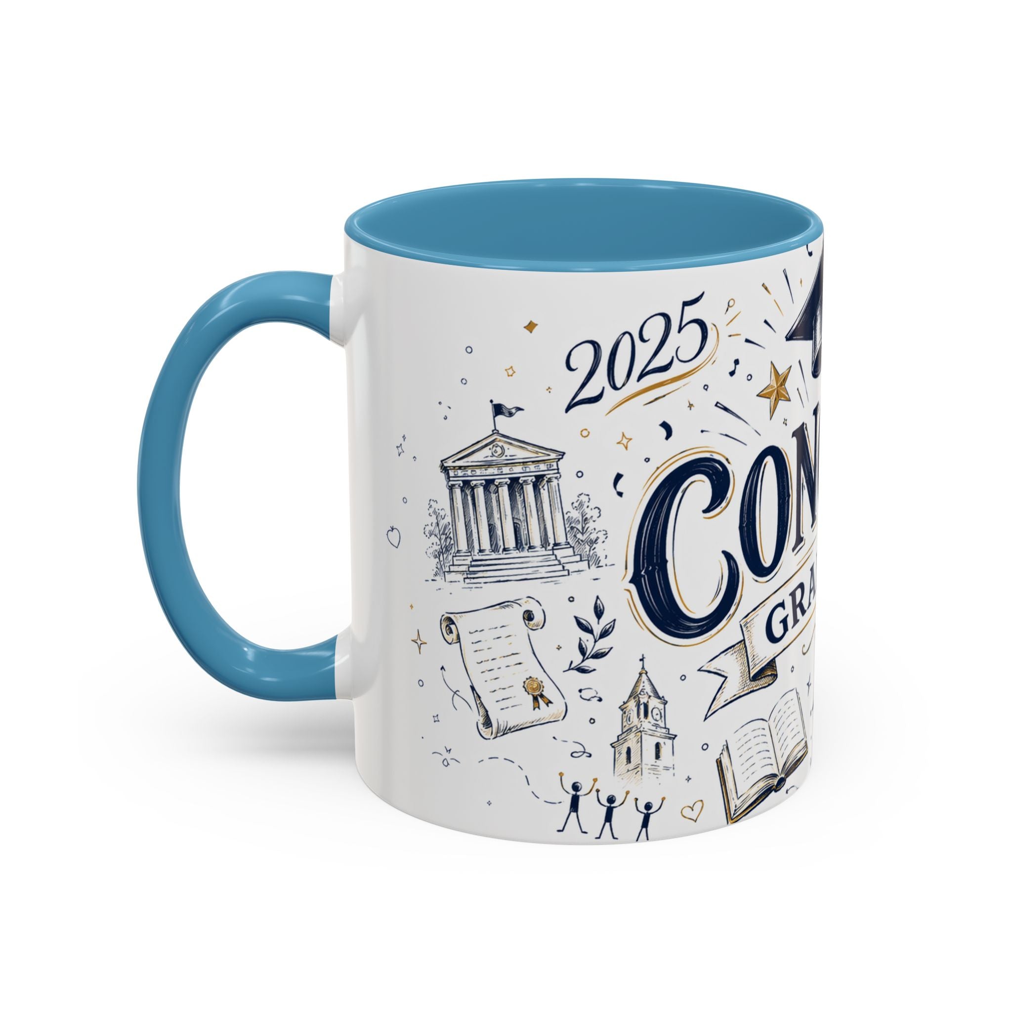 Congrats Graduate Coffee Mug | Class of 2026 Graduation Gift | Accent Color Ceramic 11oz 15oz
