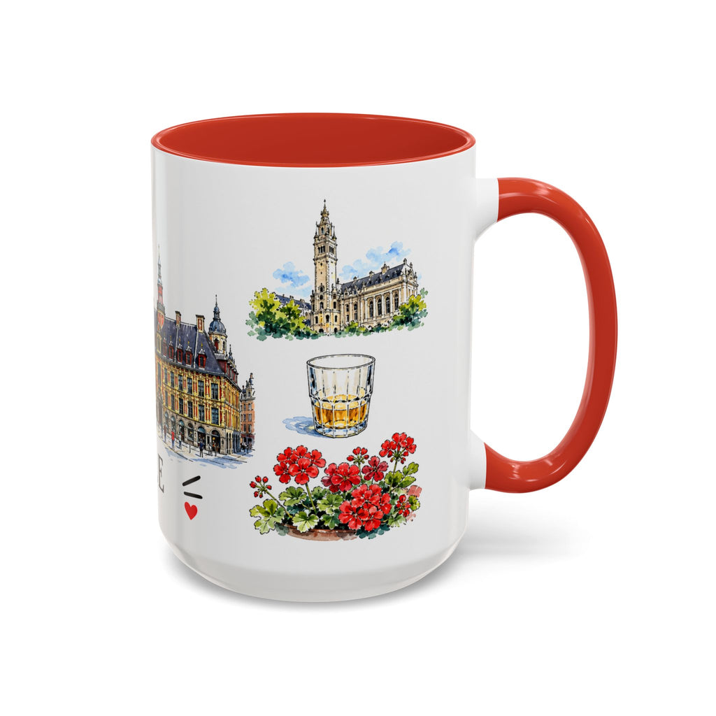 Lille Illustrated Travel Mug | City Souvenir Accent Coffee Mug | 11oz 15oz Ceramic Cup