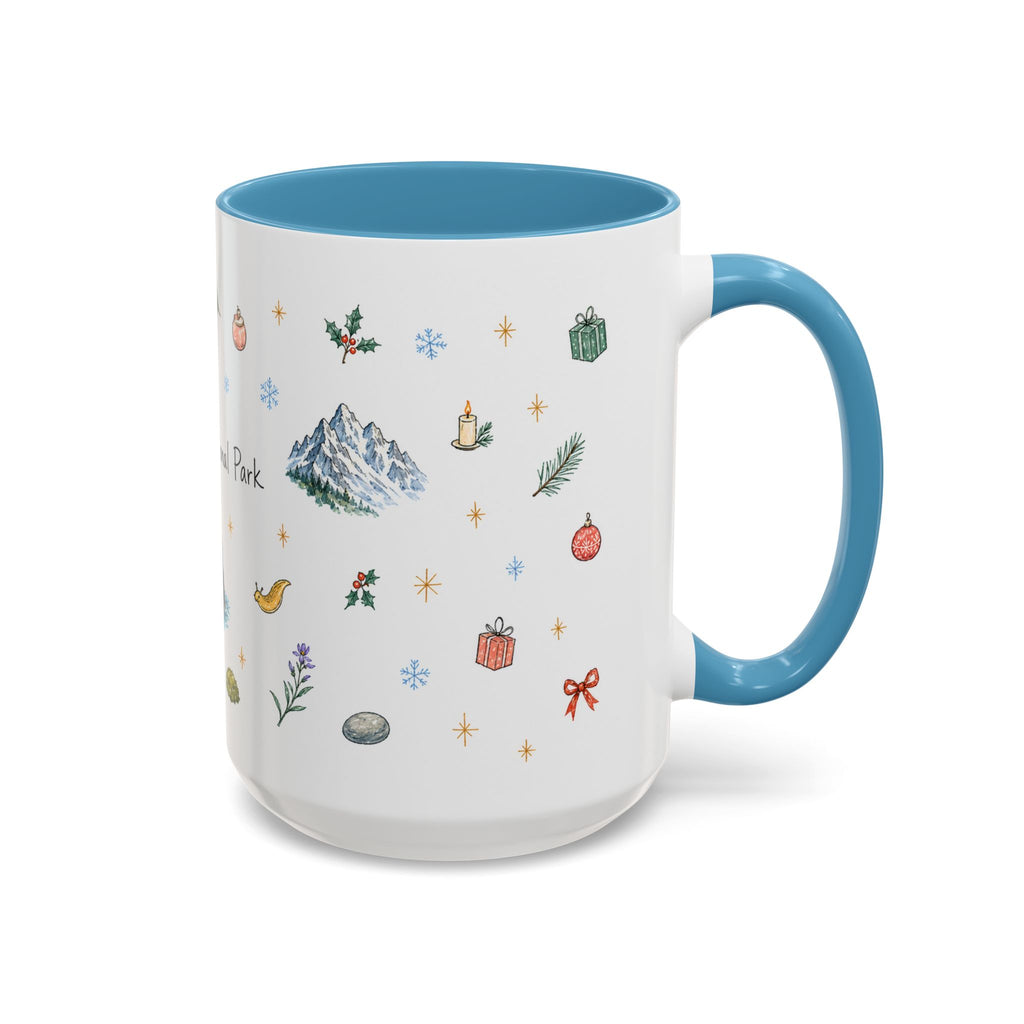 Olympic National Park Christmas Mug | Watercolor Travel Souvenir | Holiday Gift | Accent Ceramic Coffee Cup 11oz 15oz