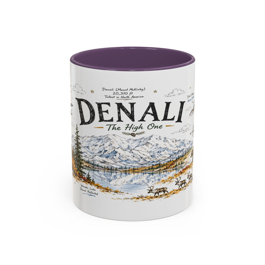 Denali National Park Coffee Mug | Alaska National Park Hiking Gift | Accent Color Ceramic 11oz 15oz