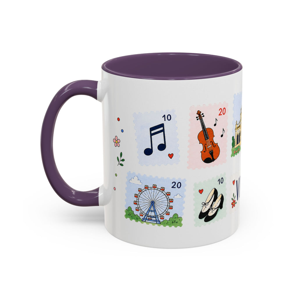 Vienna Coffee Mug | Postage Stamp Collage Mug | Travel Souvenir Accent Cup 11oz 15oz