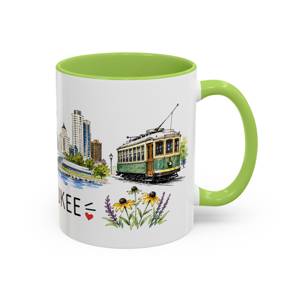Milwaukee Illustrated Travel Mug | City Souvenir Accent Coffee Mug | 11oz 15oz Ceramic Cup