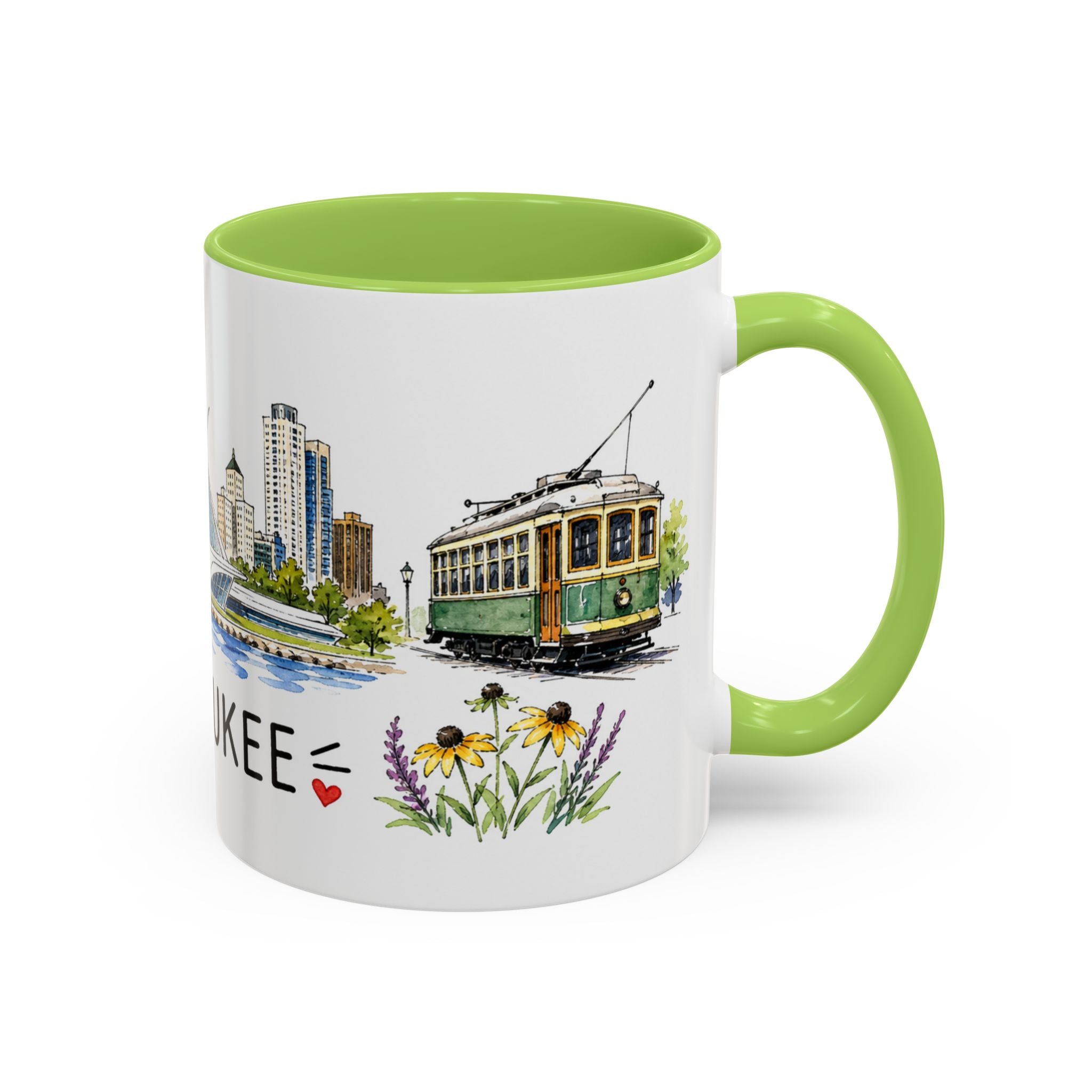 Milwaukee Illustrated Travel Mug | City Souvenir Accent Coffee Mug | 11oz 15oz Ceramic Cup
