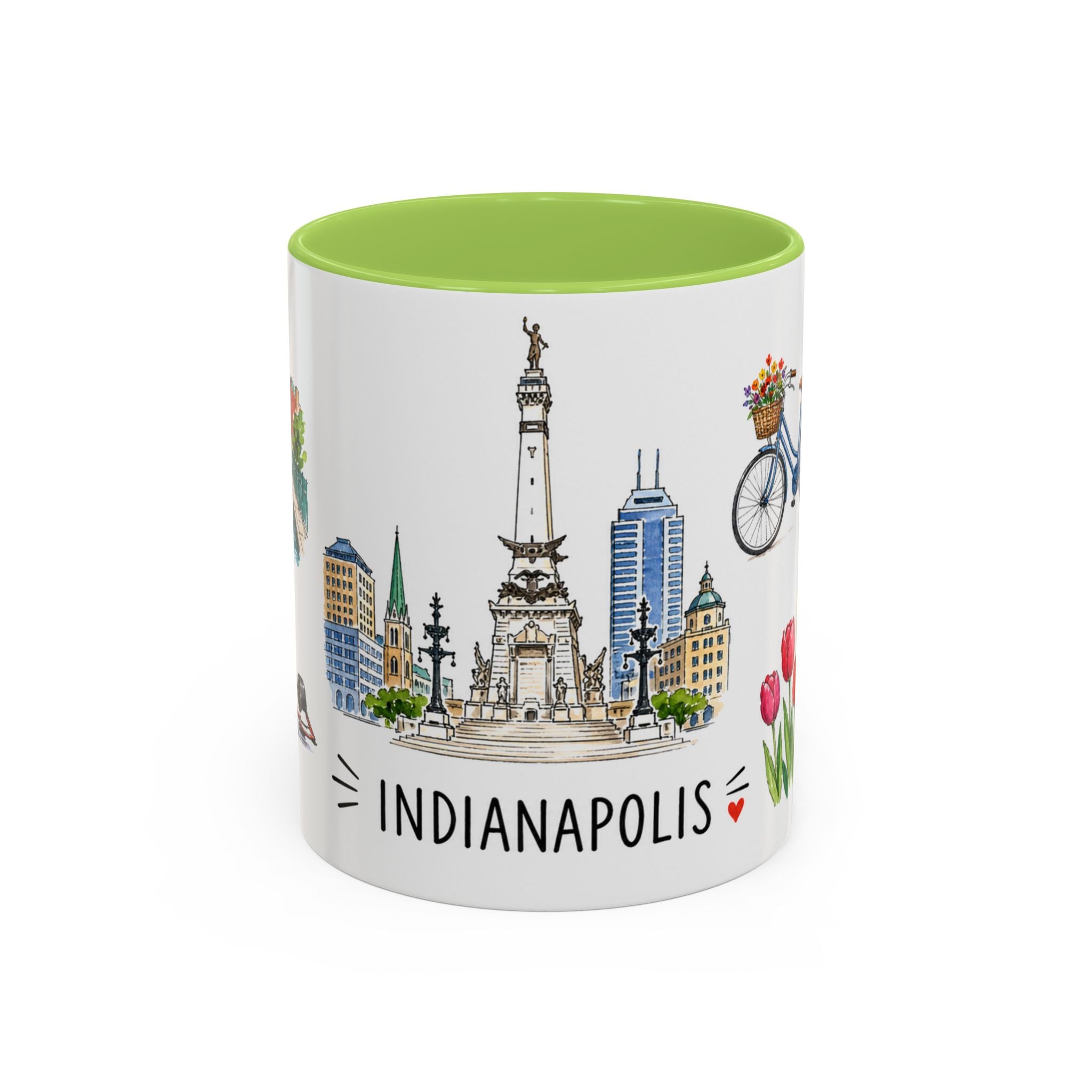 Indianapolis Illustrated Travel Mug | City Souvenir Accent Coffee Mug | 11oz 15oz Ceramic Cup
