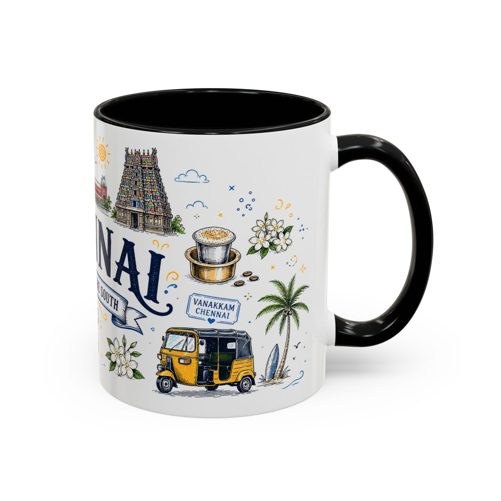 Chennai Coffee Mug | India Souvenir Travel Gift | Accent Color Ceramic 11oz 15oz