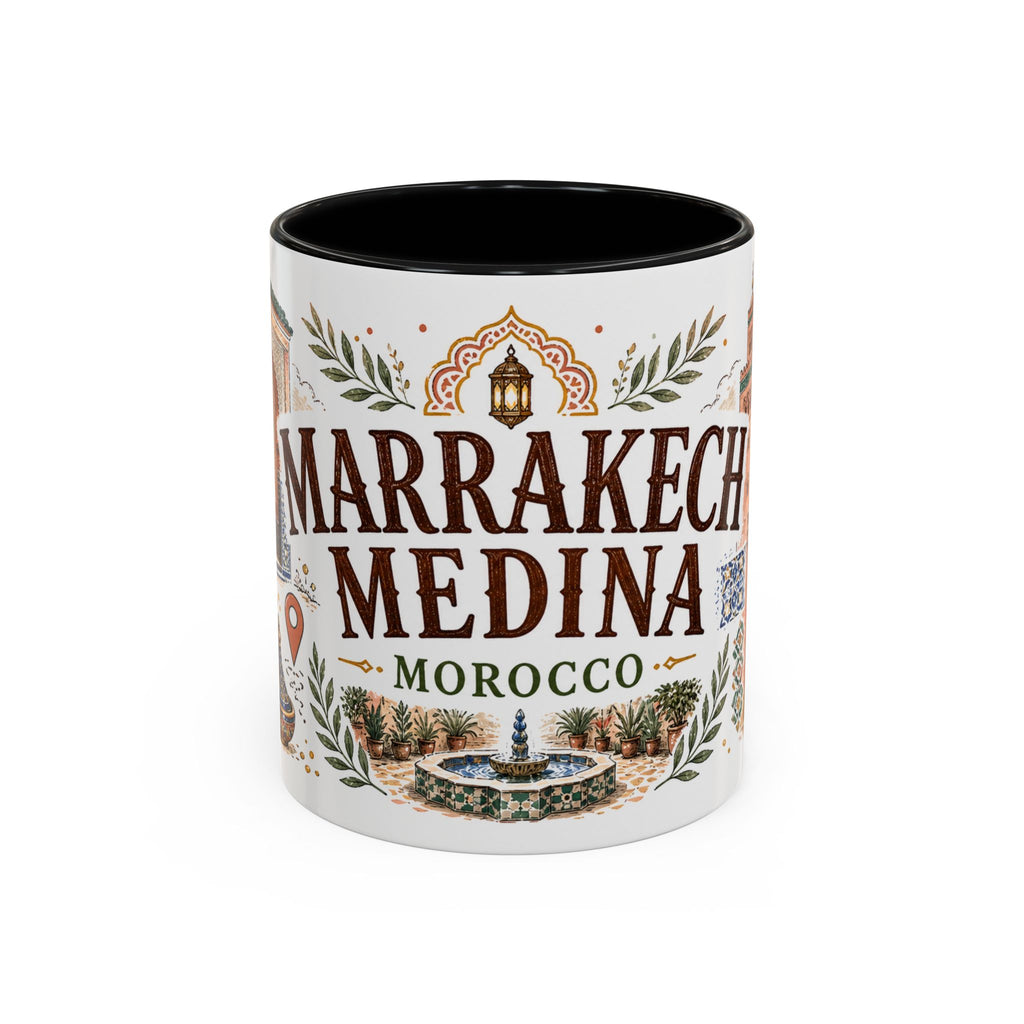 Marrakech Medina Coffee Mug | Travel Destination Souvenir Gift | Accent Color Ceramic 11oz 15oz