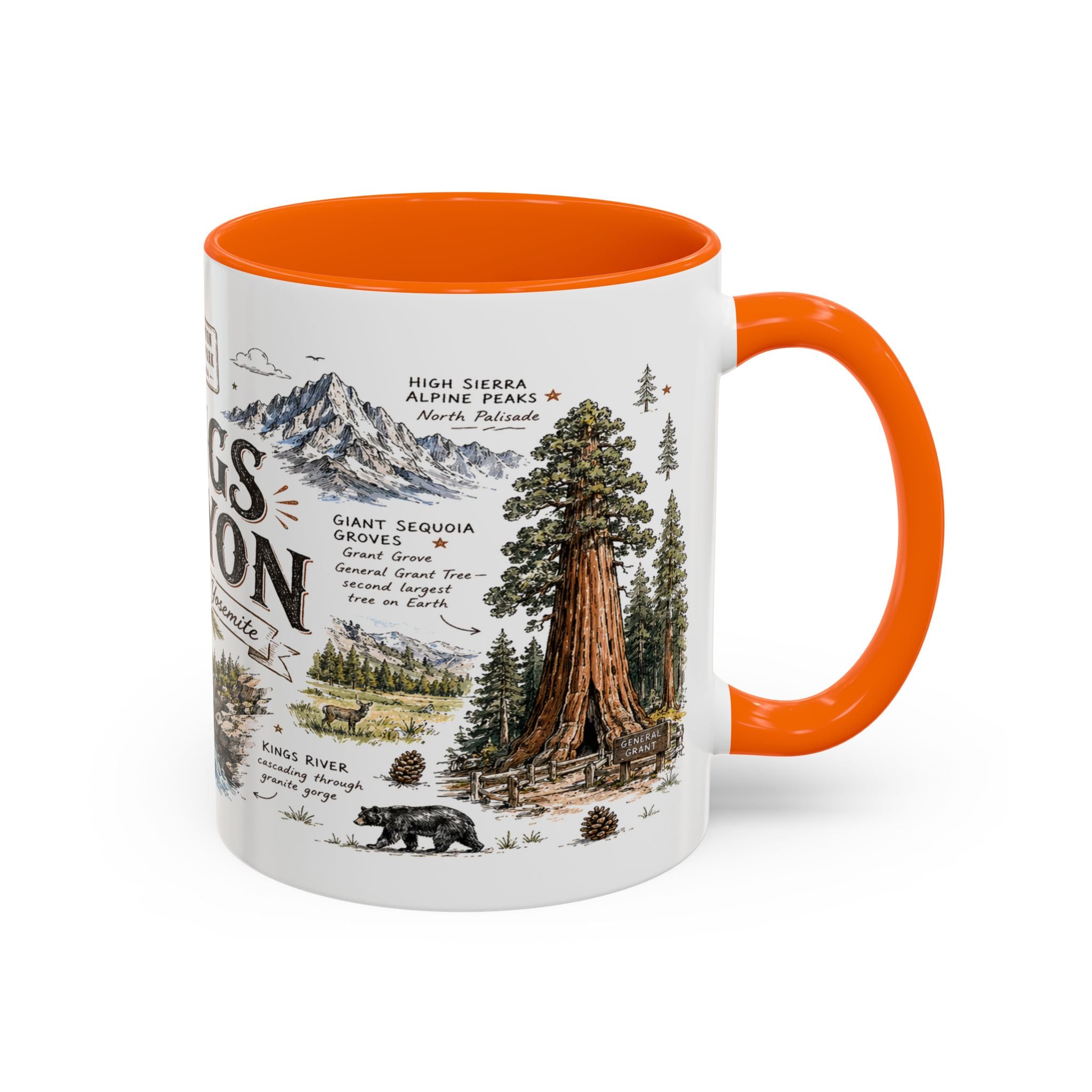 Kings Canyon National Park Coffee Mug | California Sierra Nevada Sequoia Gift | Accent Color Ceramic 11oz 15oz