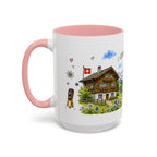Grindelwald Illustrated Travel Mug | Switzerland Souvenir Accent Coffee Mug | 11oz 15oz Ceramic Cup