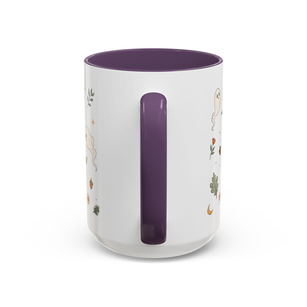 Floral Pumpkin Halloween Mug | Friendly Ghost Watercolor Gift | Accent Cup 11oz 15oz