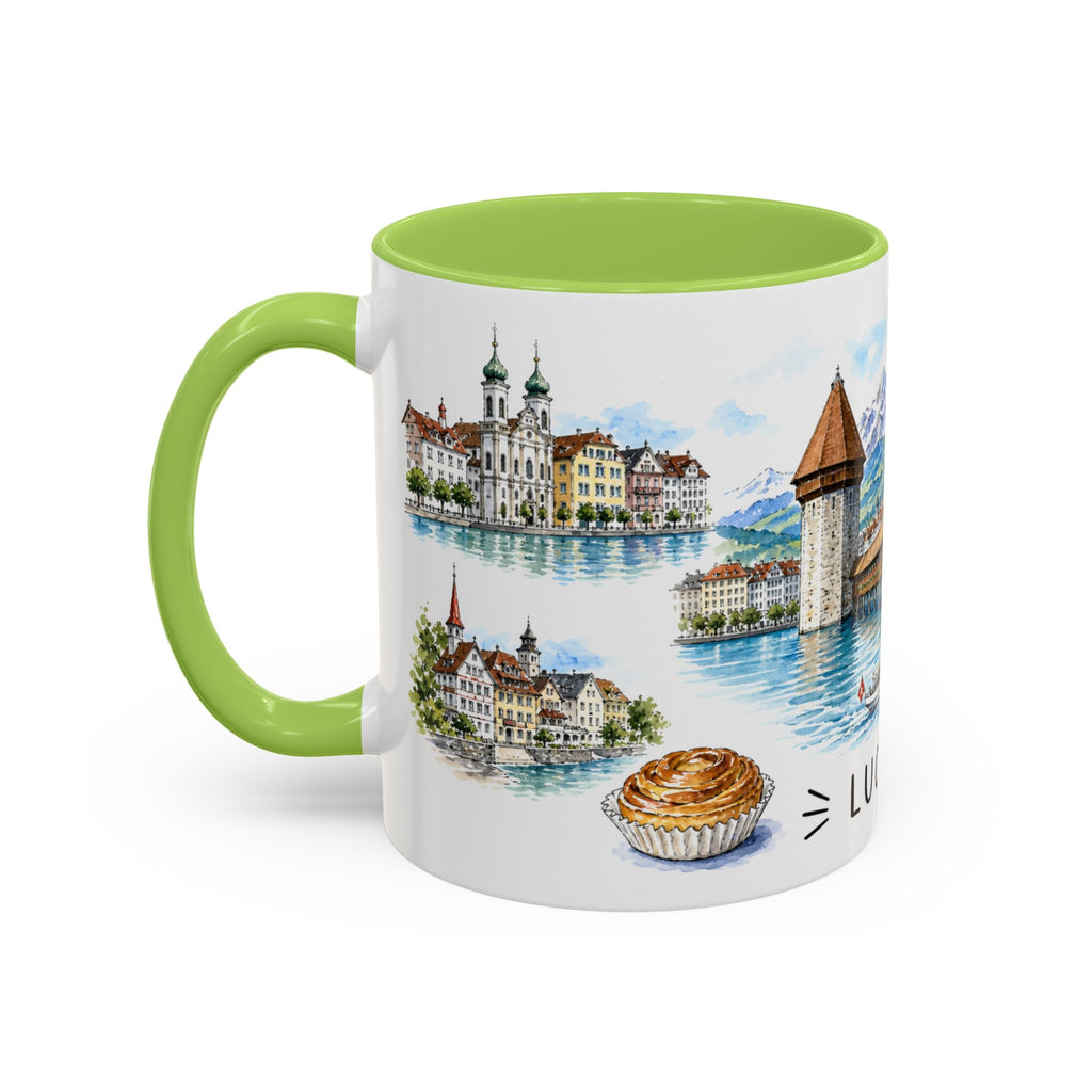Lucerne Illustrated Travel Mug | City Souvenir Accent Coffee Mug | 11oz 15oz Ceramic Cup
