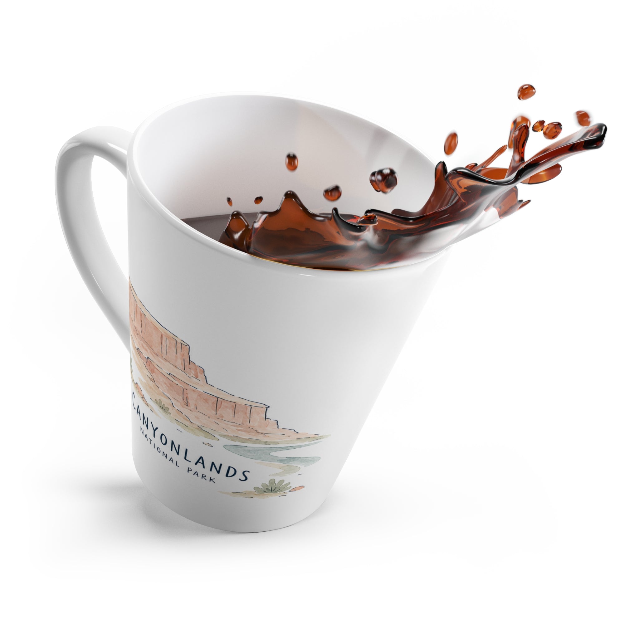 Canyonlands National Park Latte Mug | Pastel Watercolor Nature Coffee Cup | 12 oz Travel Souvenir Gift