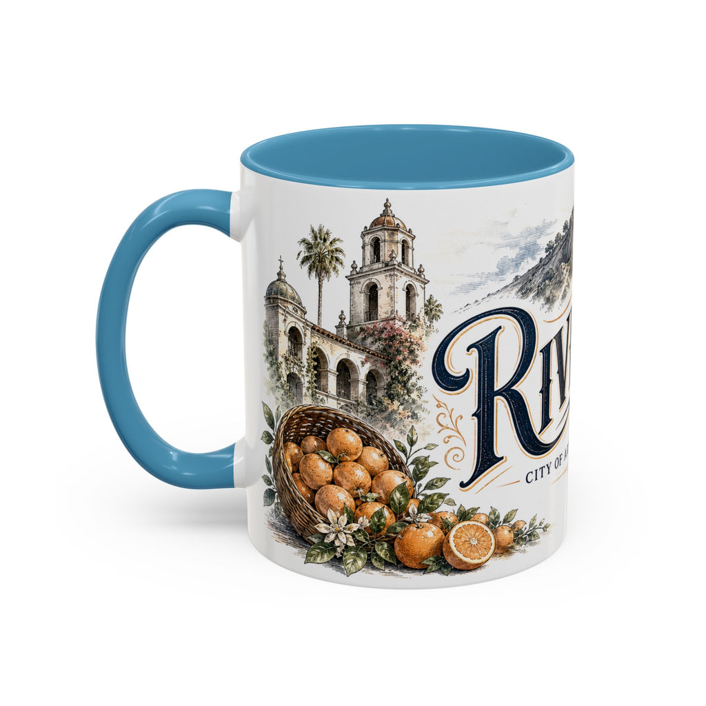 Riverside Coffee Mug | United States Travel Souvenir | Vintage Illustrated City Gift | 11 oz 15 oz Accent Mug