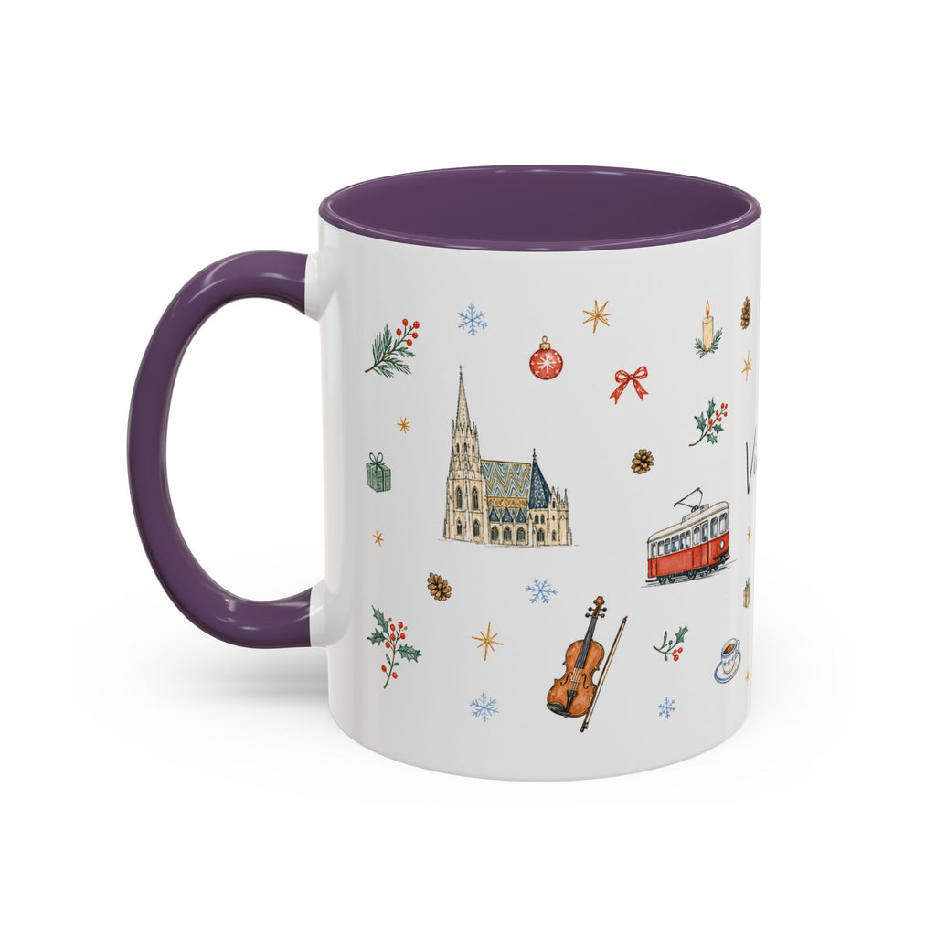 Vienna Christmas Mug | Watercolor Travel Souvenir | Holiday Gift | Accent Ceramic Coffee Cup 11oz 15oz
