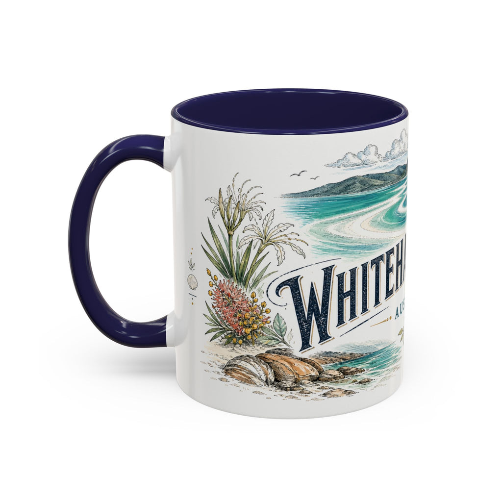 Whitehaven Beach Mug, Australia Travel Souvenir, Bucket List Gift, Accent Ceramic Coffee Mug 11oz 15oz