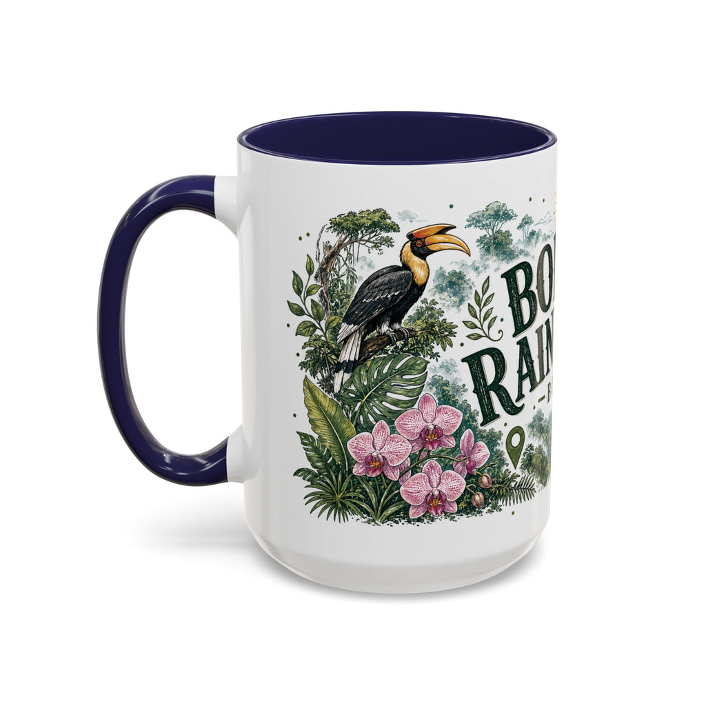 Borneo Rainforest Coffee Mug | Travel Destination Souvenir Gift | Accent Color Ceramic 11oz 15oz