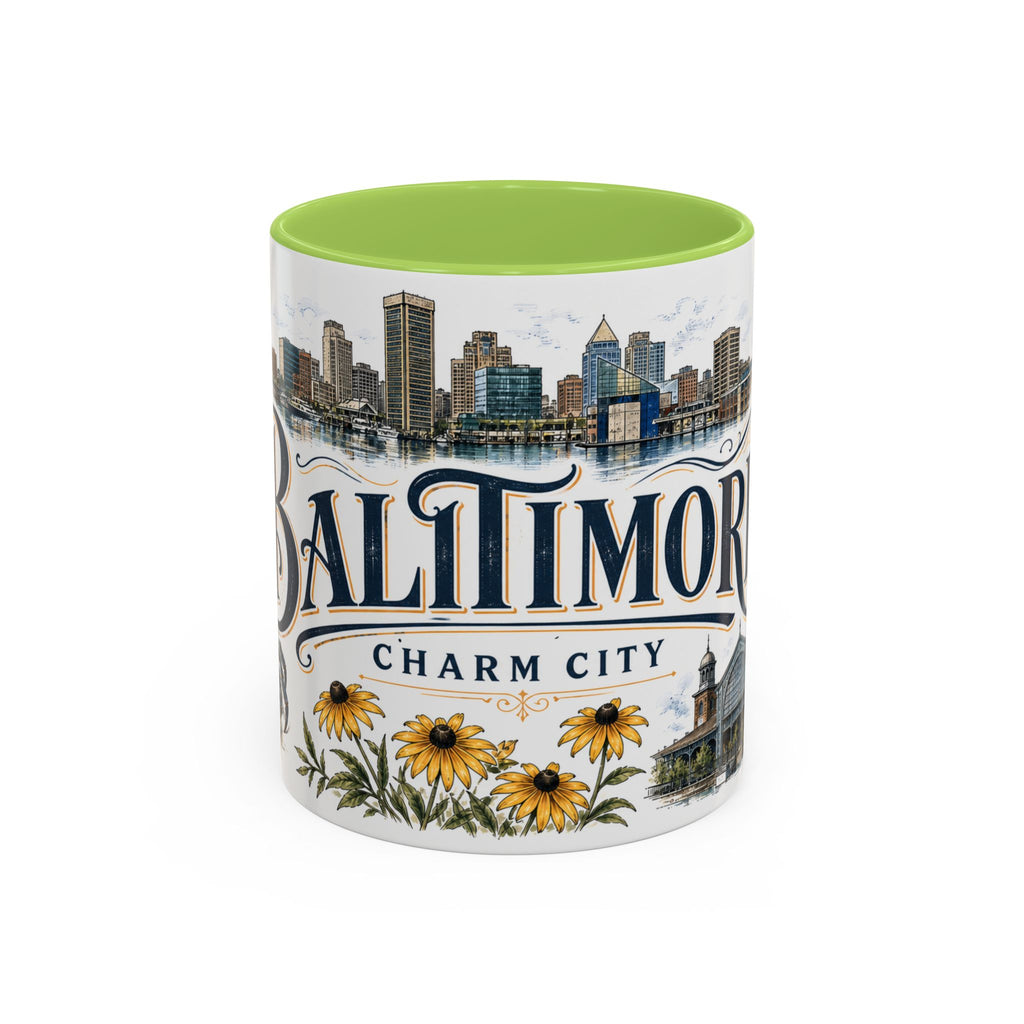 Baltimore Coffee Mug | United States Travel Souvenir | Vintage Illustrated City Gift | 11 oz 15 oz Accent Mug