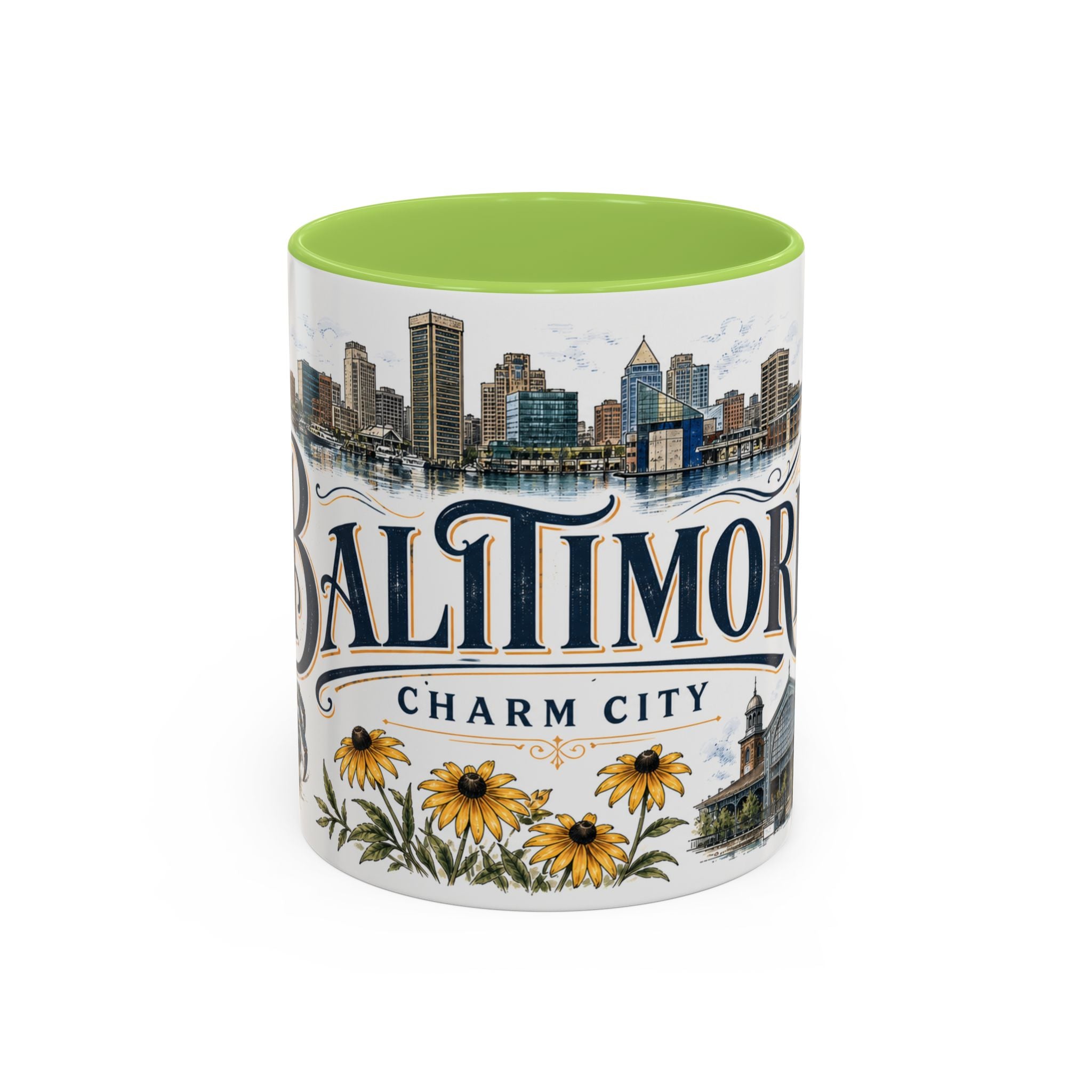 Baltimore Coffee Mug | United States Travel Souvenir | Vintage Illustrated City Gift | 11 oz 15 oz Accent Mug