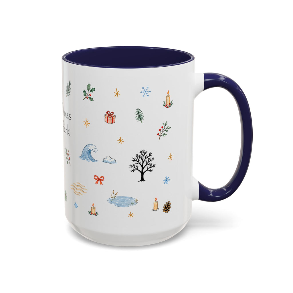 Indiana Dunes National Park Christmas Mug | Watercolor Travel Souvenir | Holiday Gift | Accent Ceramic Coffee Cup 11oz 15oz