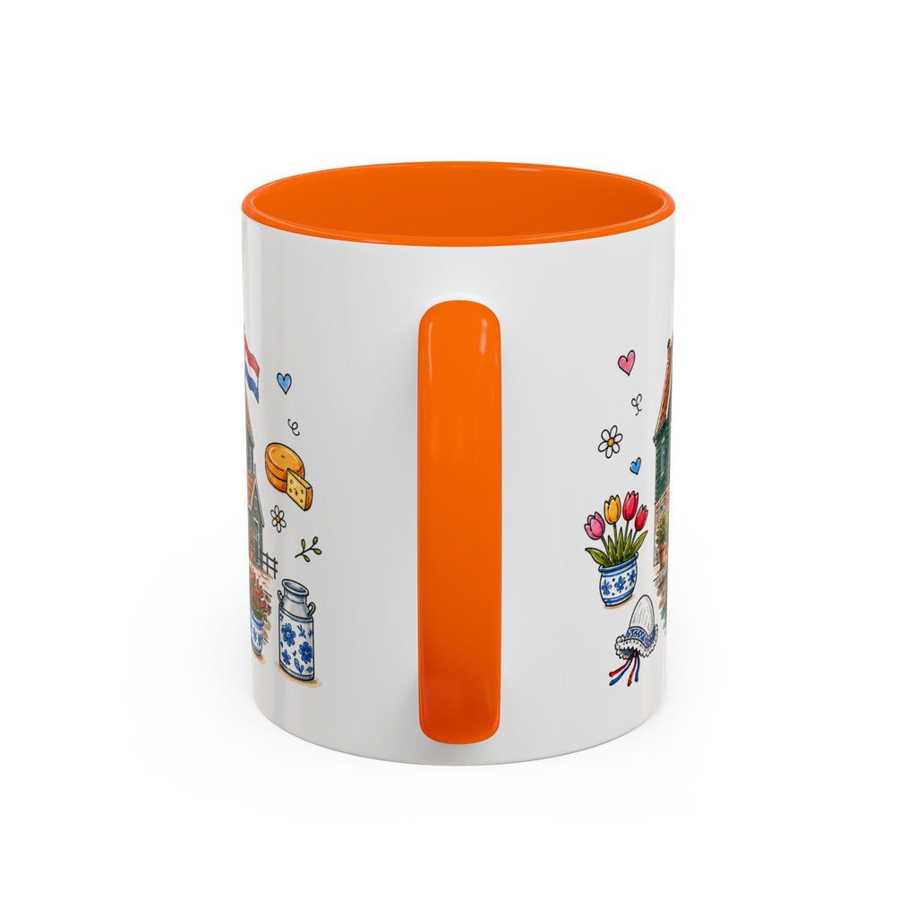 Volendam Illustrated Travel Mug | Netherlands Souvenir Accent Coffee Mug | 11oz 15oz Ceramic Cup