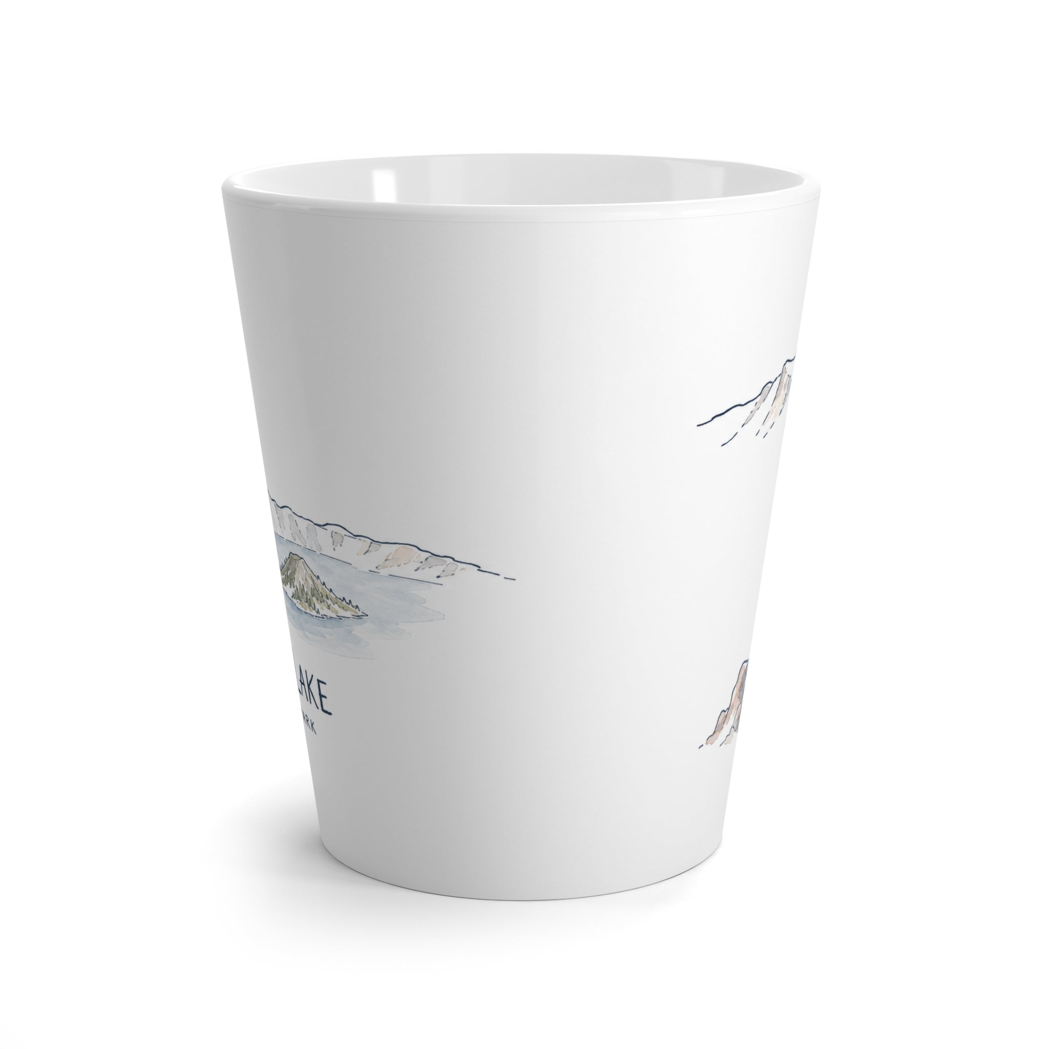 Crater Lake National Park Latte Mug | Pastel Watercolor Nature Coffee Cup | 12 oz Travel Souvenir Gift