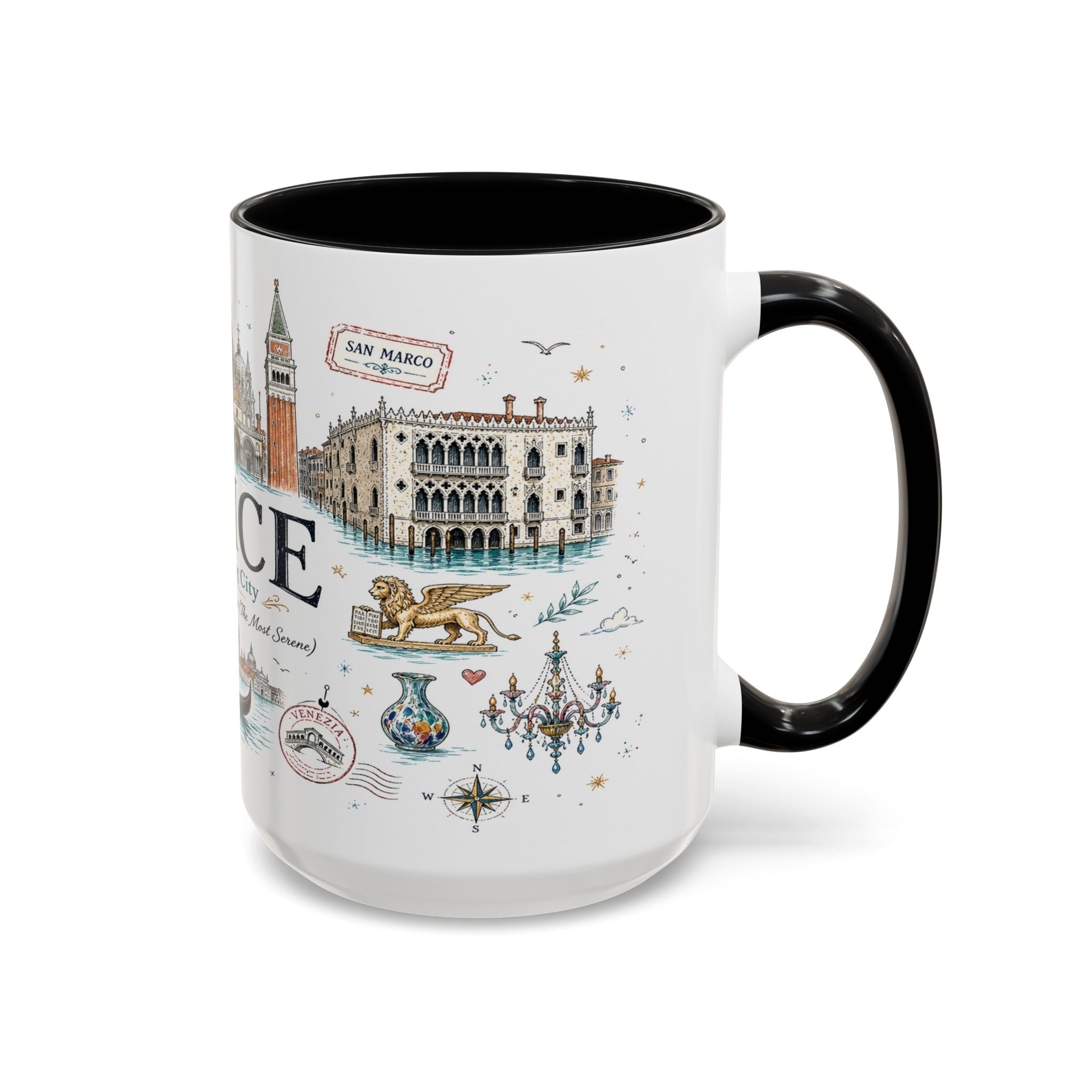 Venice Coffee Mug | Italy Souvenir Travel Gift | Accent Color Ceramic 11oz 15oz