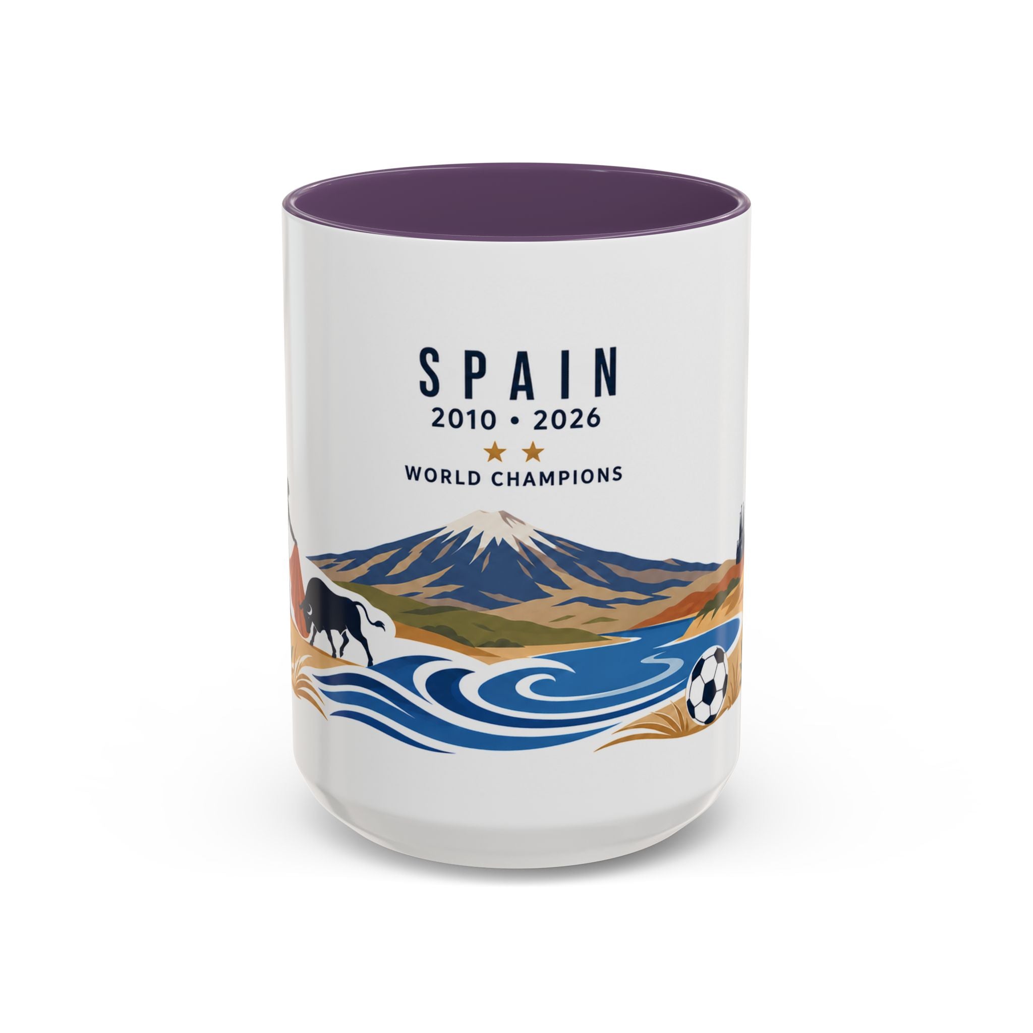 Spain World Champions Mug | 2010 2026 Spanish Soccer Gift | Two Time Football Champion Cup | 11oz 15oz Accent Mug