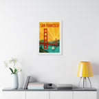 San Francisco United States Framed Poster | Vintage Travel Wall Art | Black Walnut White Frame | 16x24 20x30