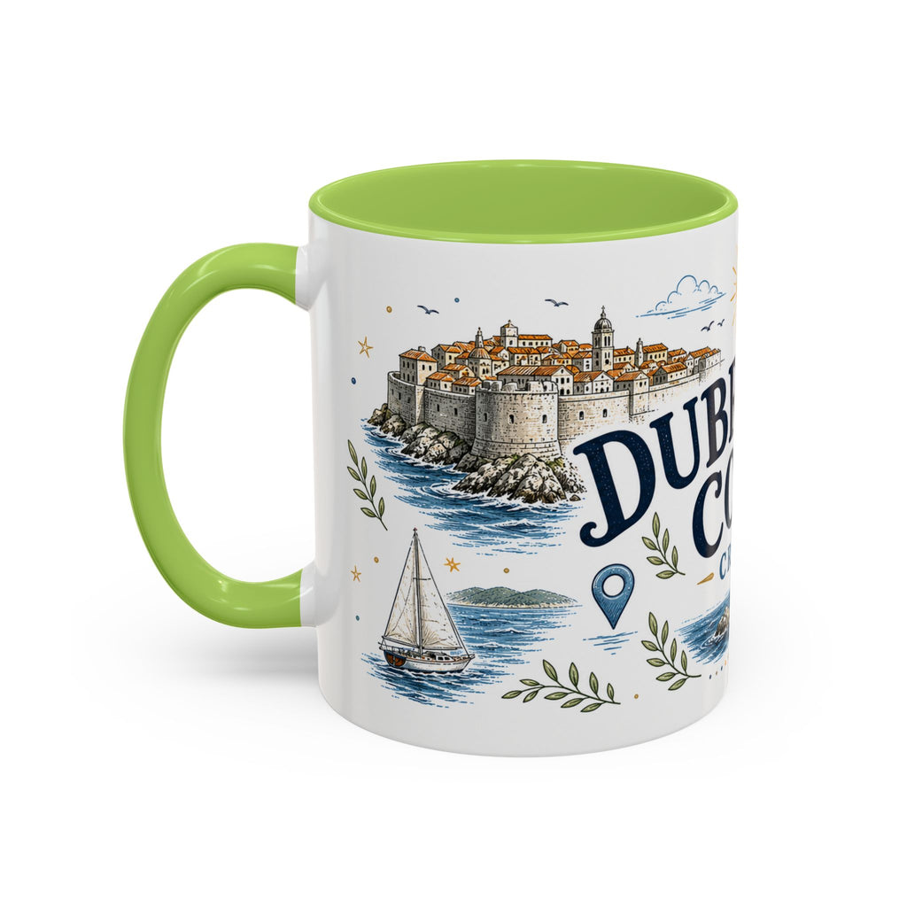 Dubrovnik Coast Coffee Mug | Travel Destination Souvenir Gift | Accent Color Ceramic 11oz 15oz