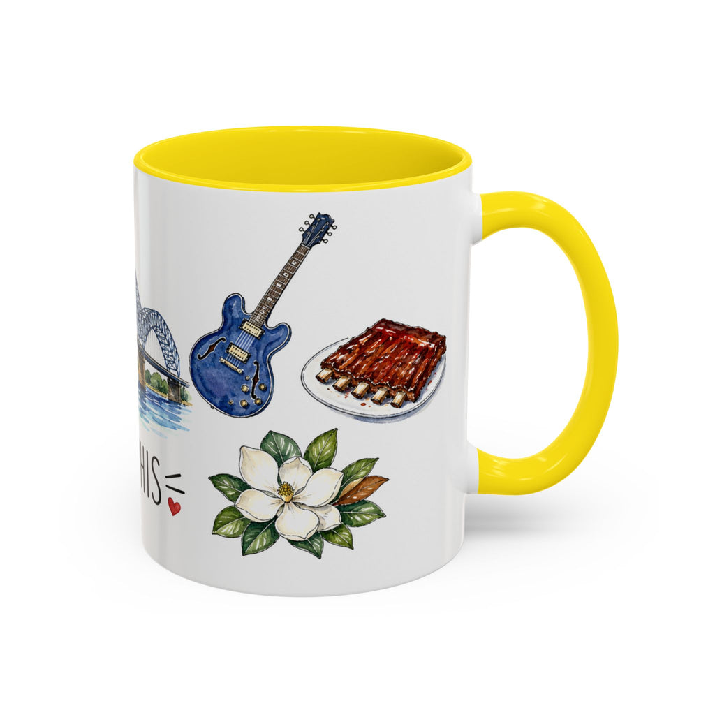 Memphis Illustrated Travel Mug | City Souvenir Accent Coffee Mug | 11oz 15oz Ceramic Cup