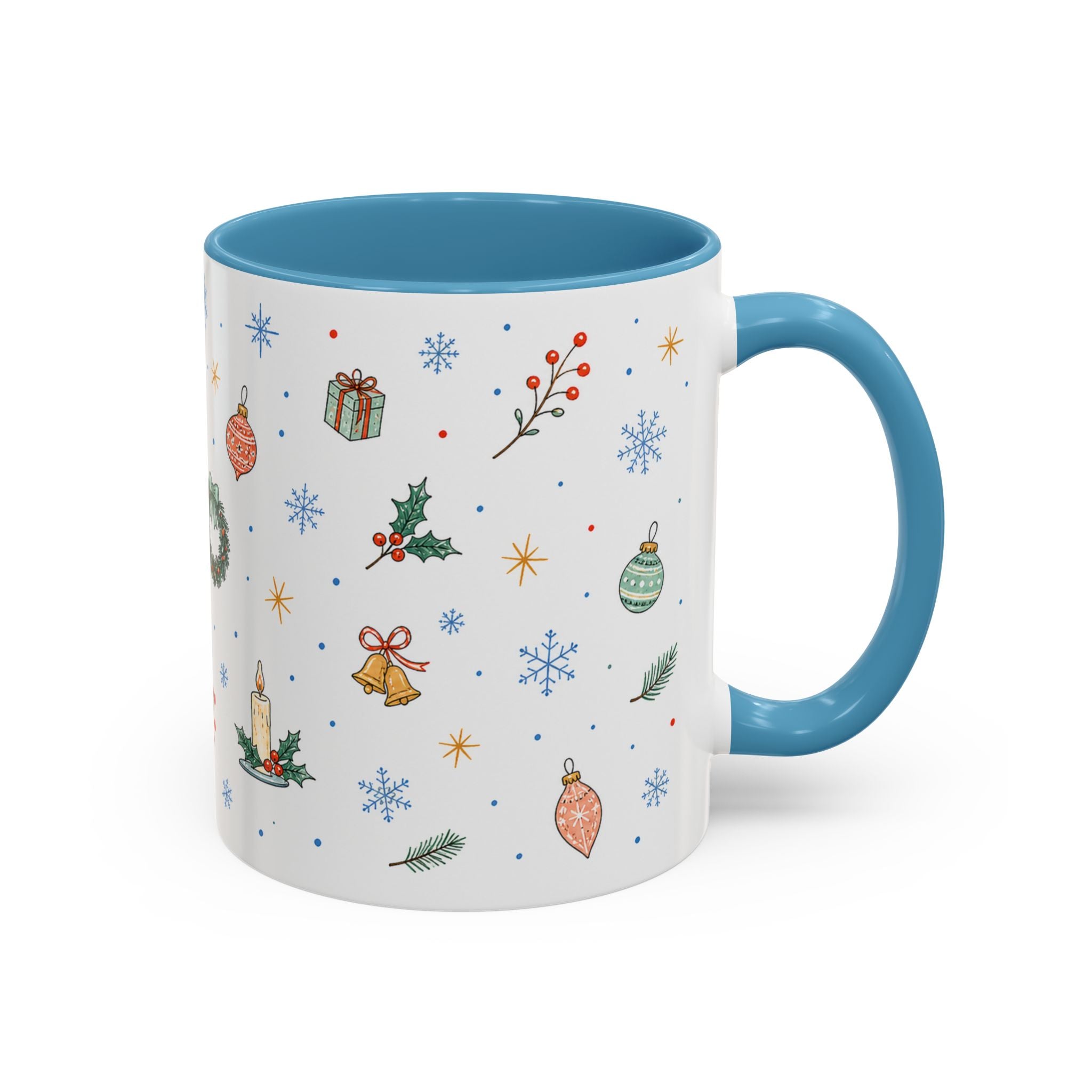 Christmas Ornament Mug | Snowflake Watercolor Holiday Gift | Accent Cup 11oz 15oz