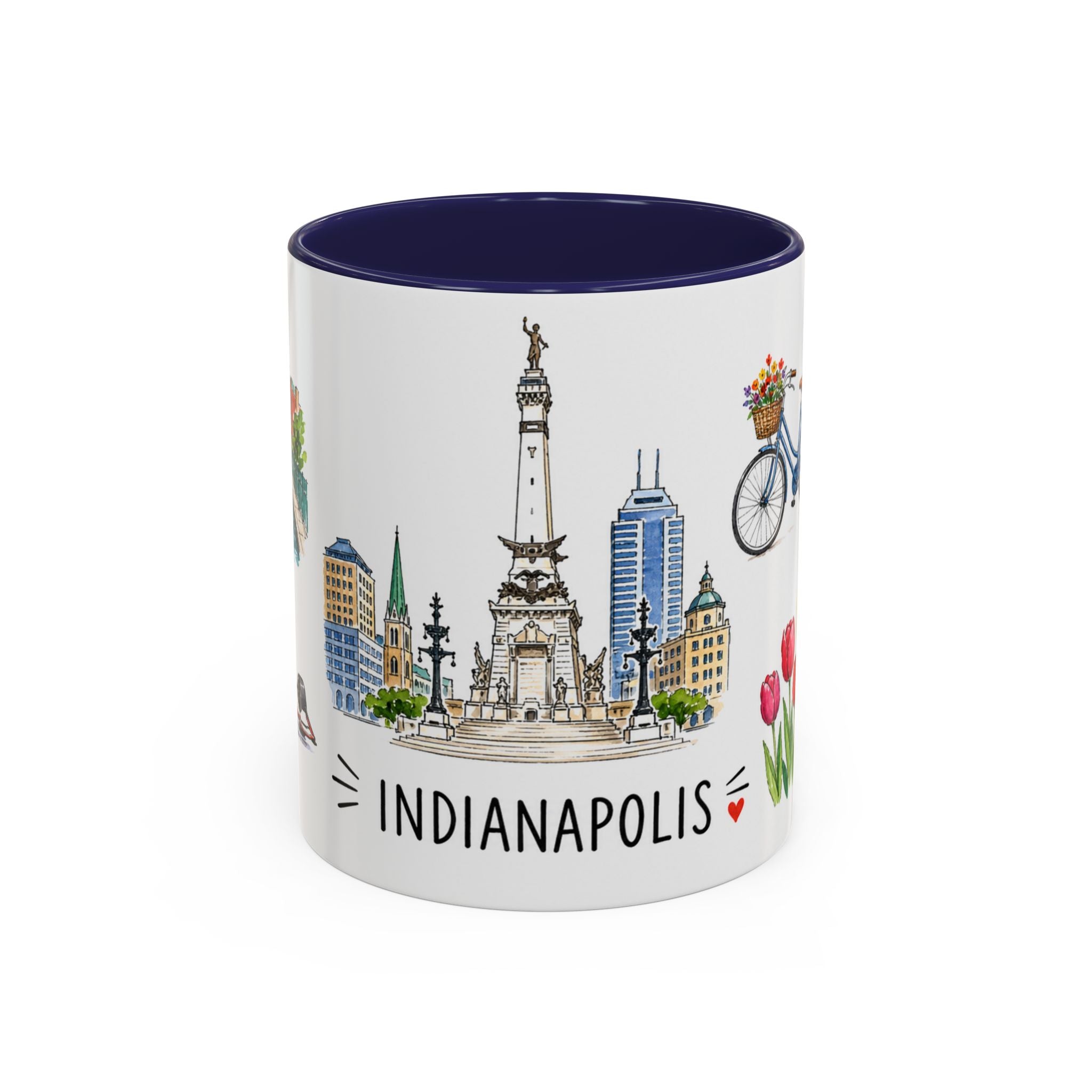 Indianapolis Illustrated Travel Mug | City Souvenir Accent Coffee Mug | 11oz 15oz Ceramic Cup
