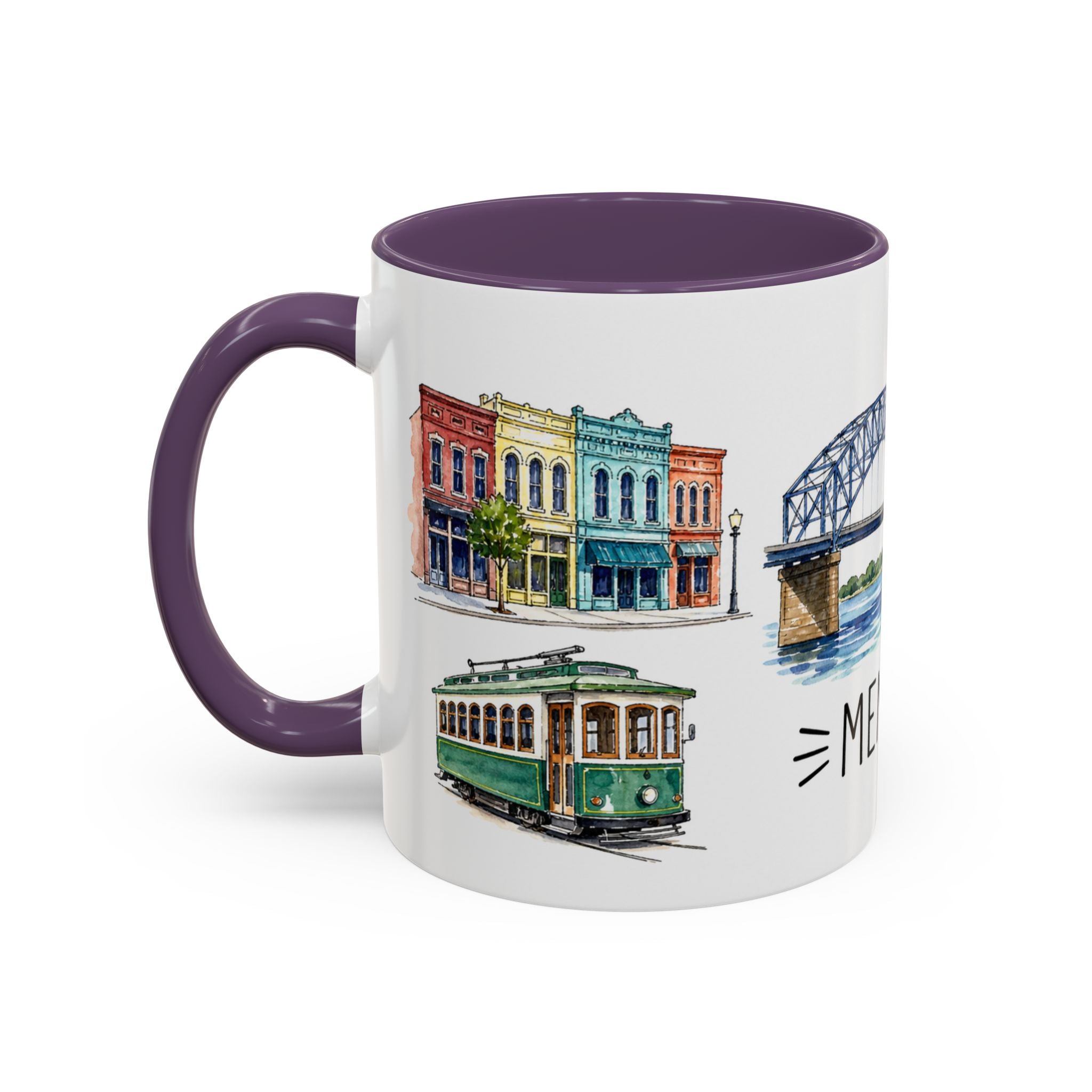Memphis Illustrated Travel Mug | City Souvenir Accent Coffee Mug | 11oz 15oz Ceramic Cup