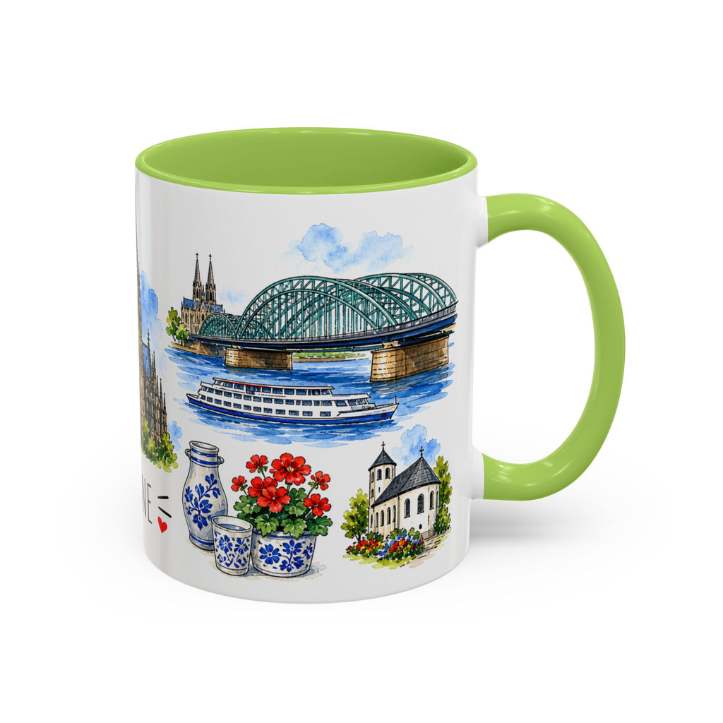 Cologne Illustrated Travel Mug | City Souvenir Accent Coffee Mug | 11oz 15oz Ceramic Cup