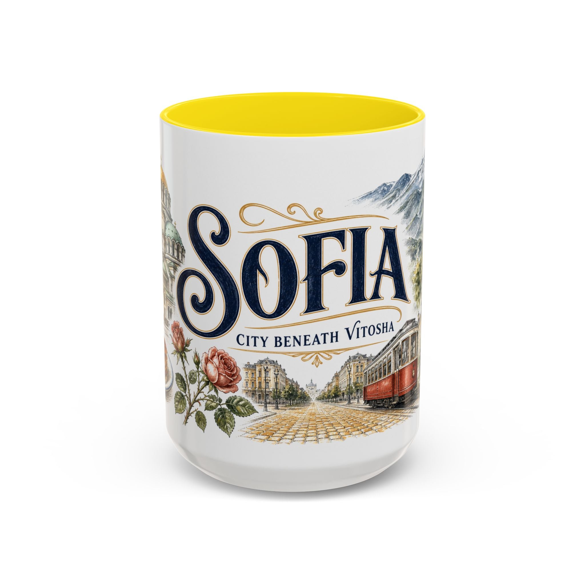 Sofia Coffee Mug | Bulgaria Travel Souvenir | Vintage Illustrated City Gift | 11 oz 15 oz Accent Mug