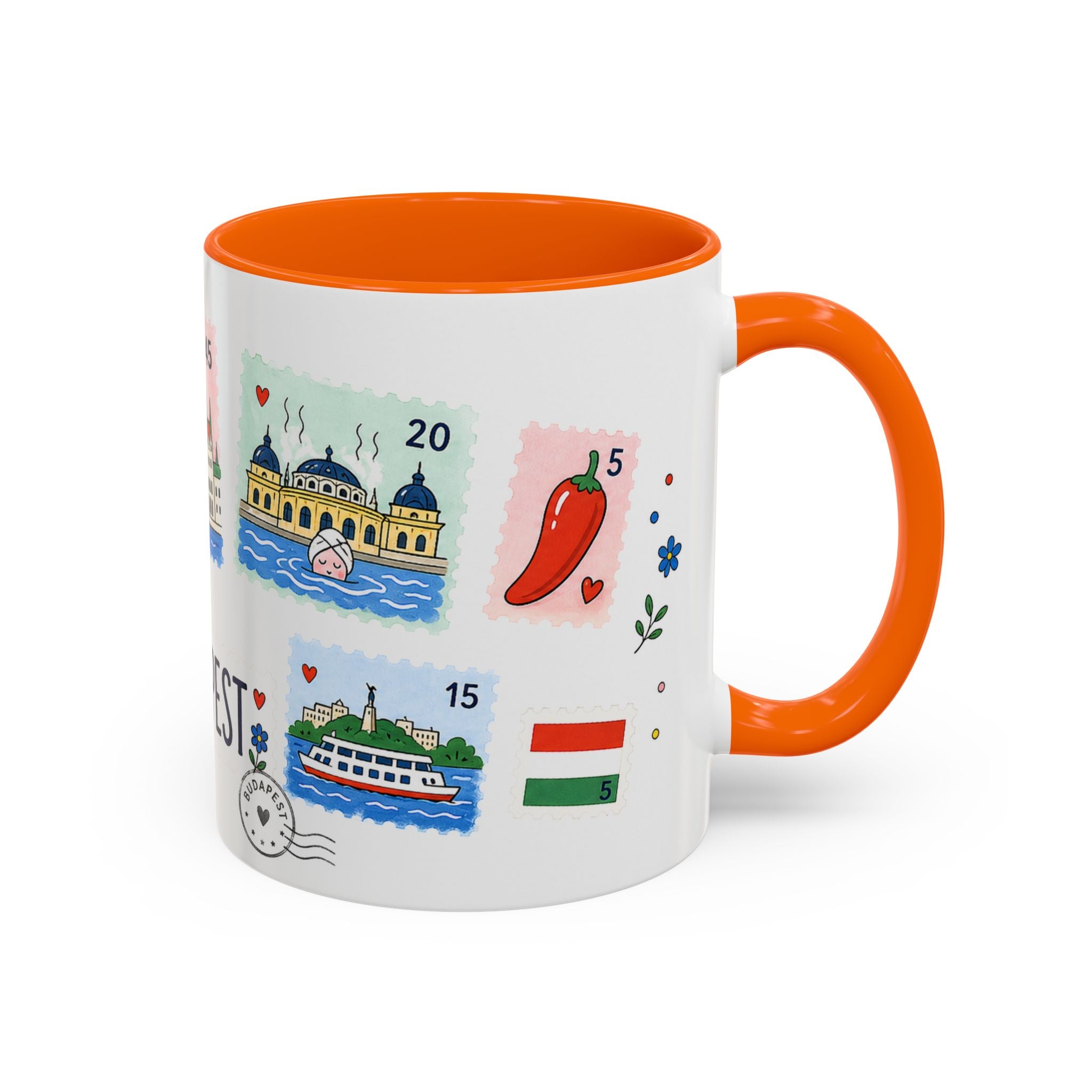 Budapest Coffee Mug | Postage Stamp Collage Mug | Travel Souvenir Accent Cup 11oz 15oz