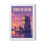 Belém Tower Lisbon Portugal Framed Poster | Vintage Travel Wall Art | Black Walnut White Frame | 16x24 20x30
