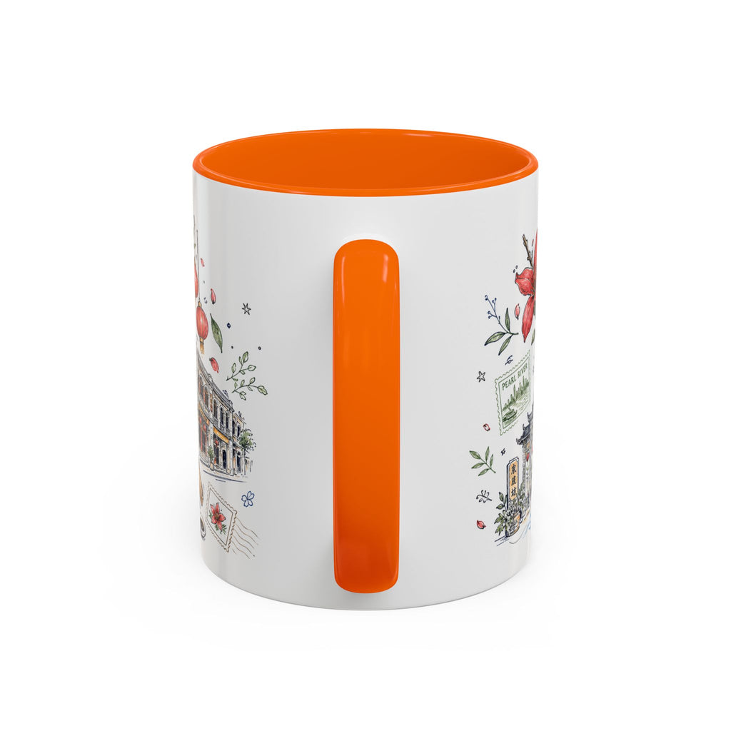 Guangzhou Coffee Mug | China Souvenir Travel Gift | Accent Color Ceramic 11oz 15oz