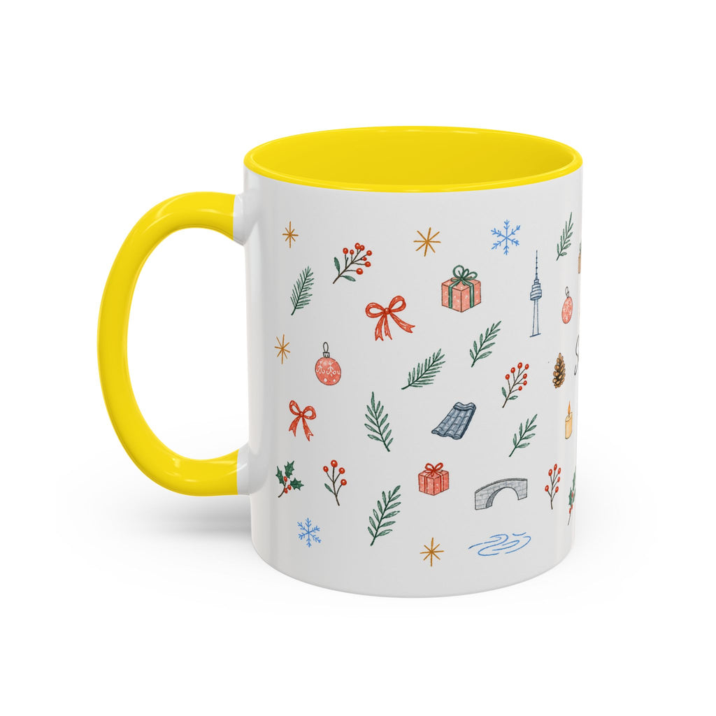 Seoul Christmas Mug | Watercolor Travel Souvenir | Holiday Gift | Accent Ceramic Coffee Cup 11oz 15oz