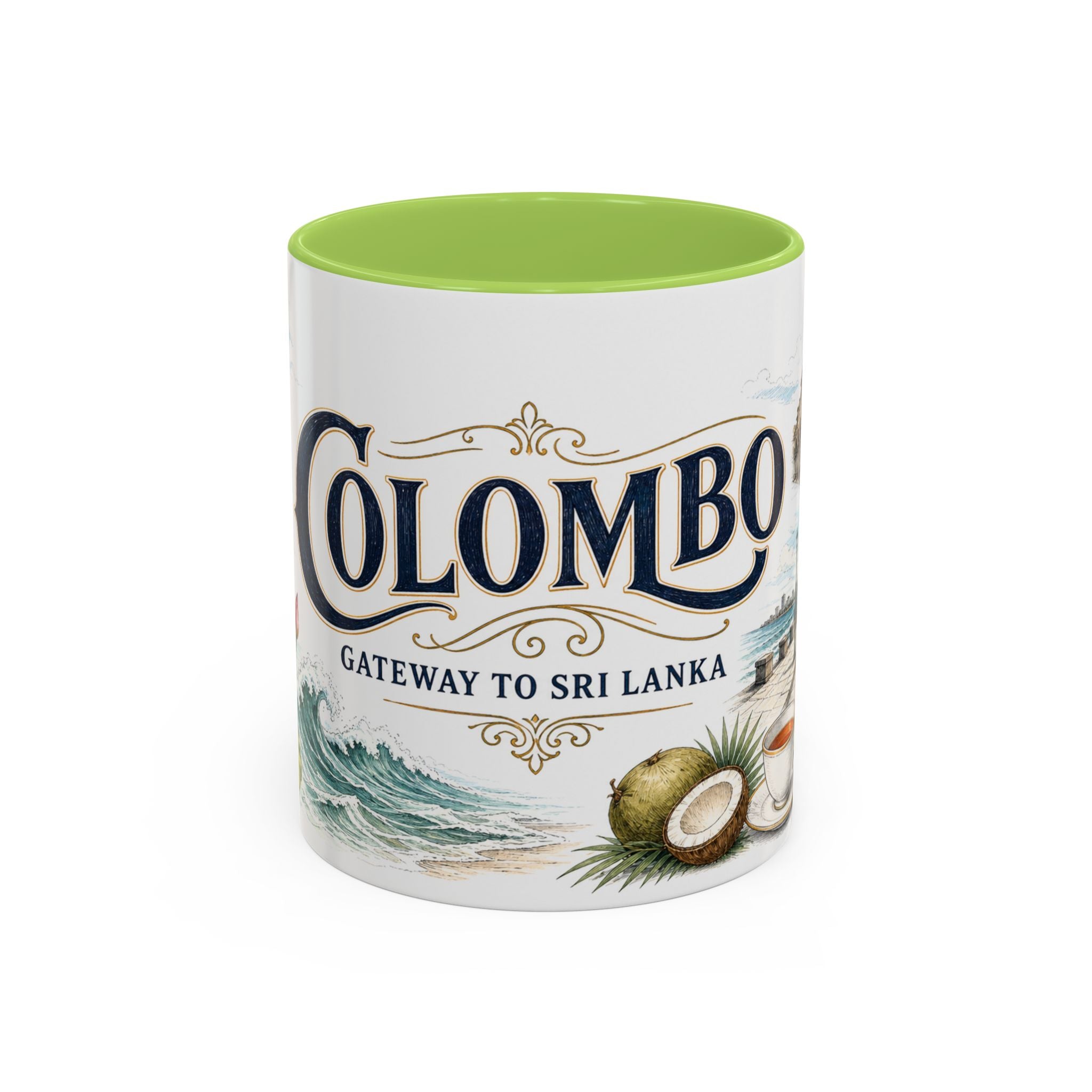 Colombo Coffee Mug | Sri Lanka Travel Souvenir | Vintage Illustrated City Gift | 11 oz 15 oz Accent Mug