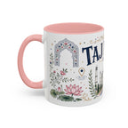 Taj Mahal Coffee Mug | Travel Destination Souvenir Gift | Accent Color Ceramic 11oz 15oz