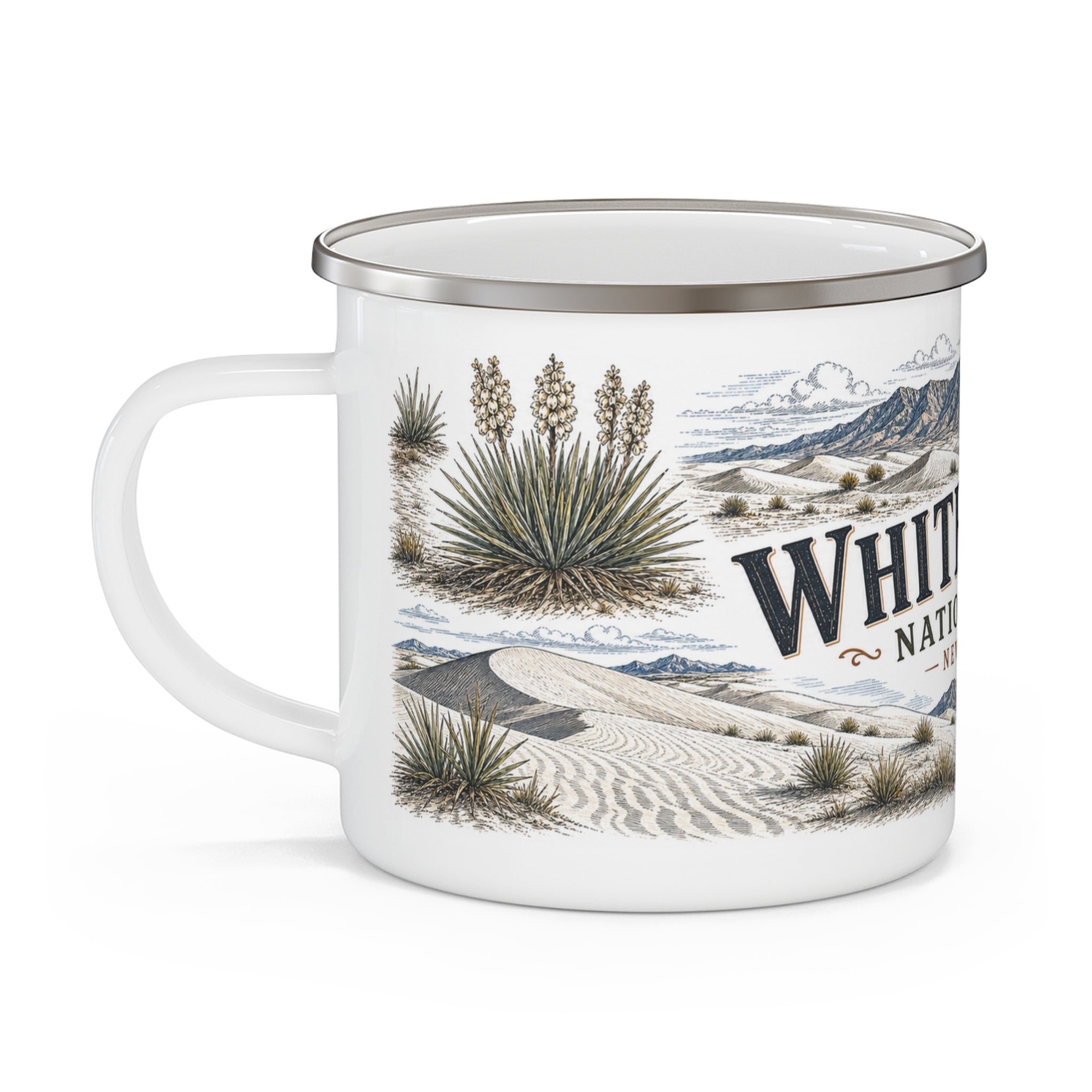 White Sands National Park Vintage Enamel Camping Mug | 12oz National Park Hiking Gift