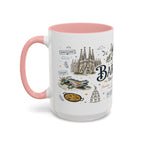 Barcelona Coffee Mug | Spain Souvenir Travel Gift | Accent Color Ceramic 11oz 15oz