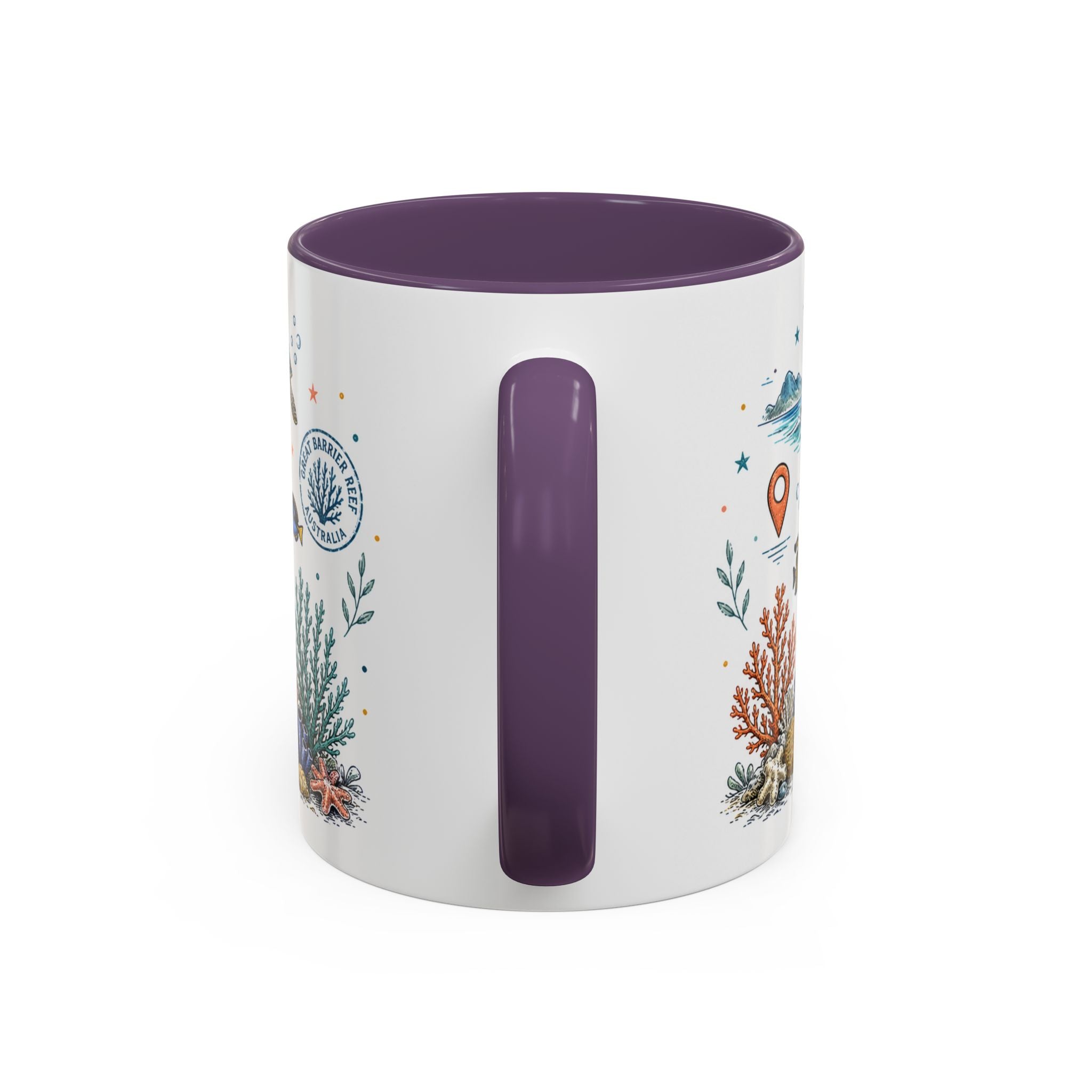 Great Barrier Reef Coffee Mug | Travel Destination Souvenir Gift | Accent Color Ceramic 11oz 15oz