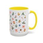 Christmas Bell Mug | Ribbon Gift Watercolor Holiday Cup | Accent Coffee Mug 11oz 15oz