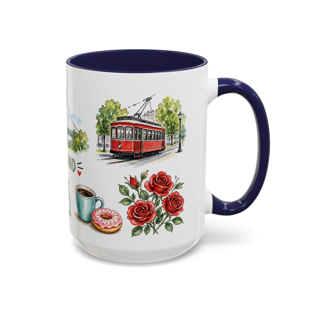 Portland Illustrated Travel Mug | City Souvenir Accent Coffee Mug | 11oz 15oz Ceramic Cup