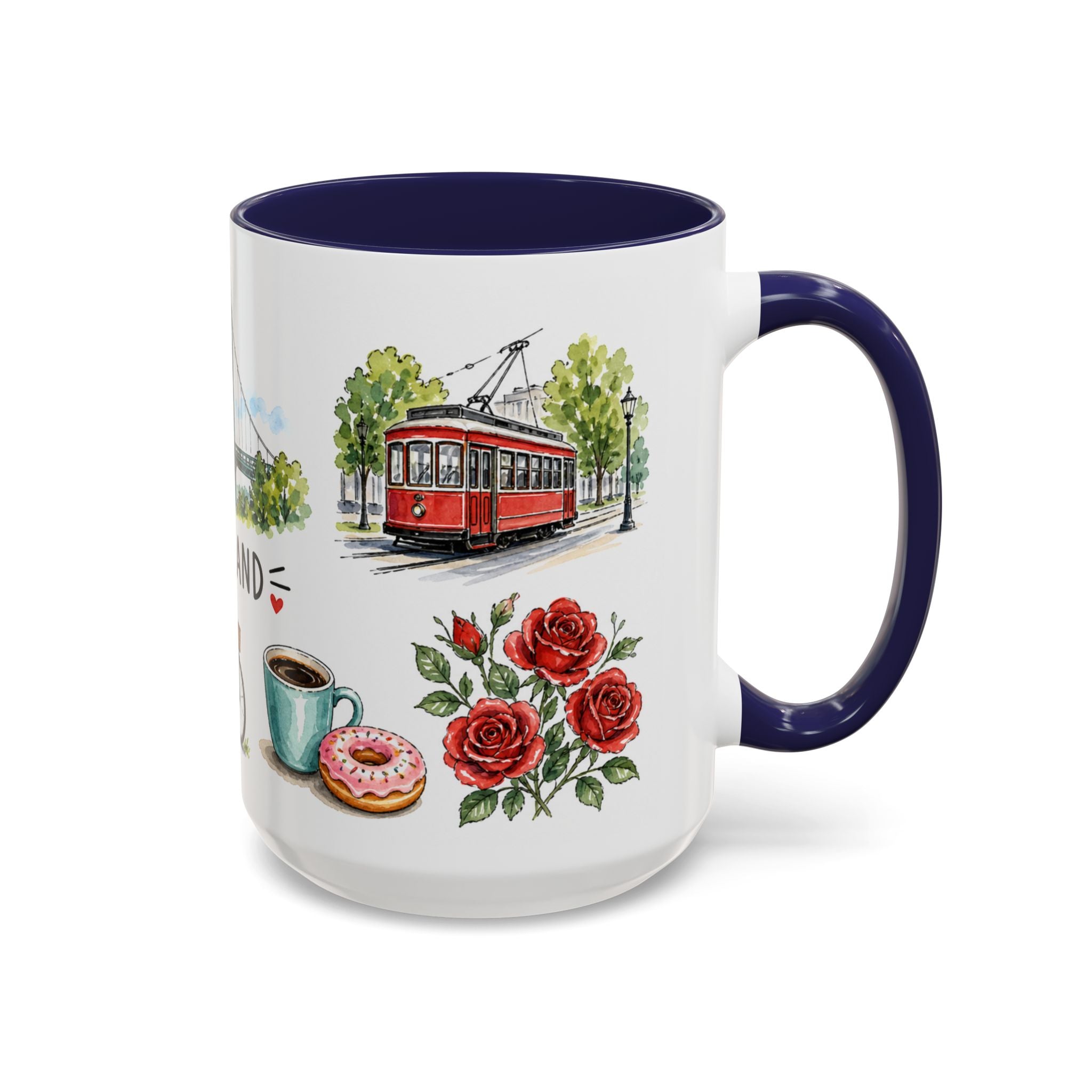 Portland Illustrated Travel Mug | City Souvenir Accent Coffee Mug | 11oz 15oz Ceramic Cup