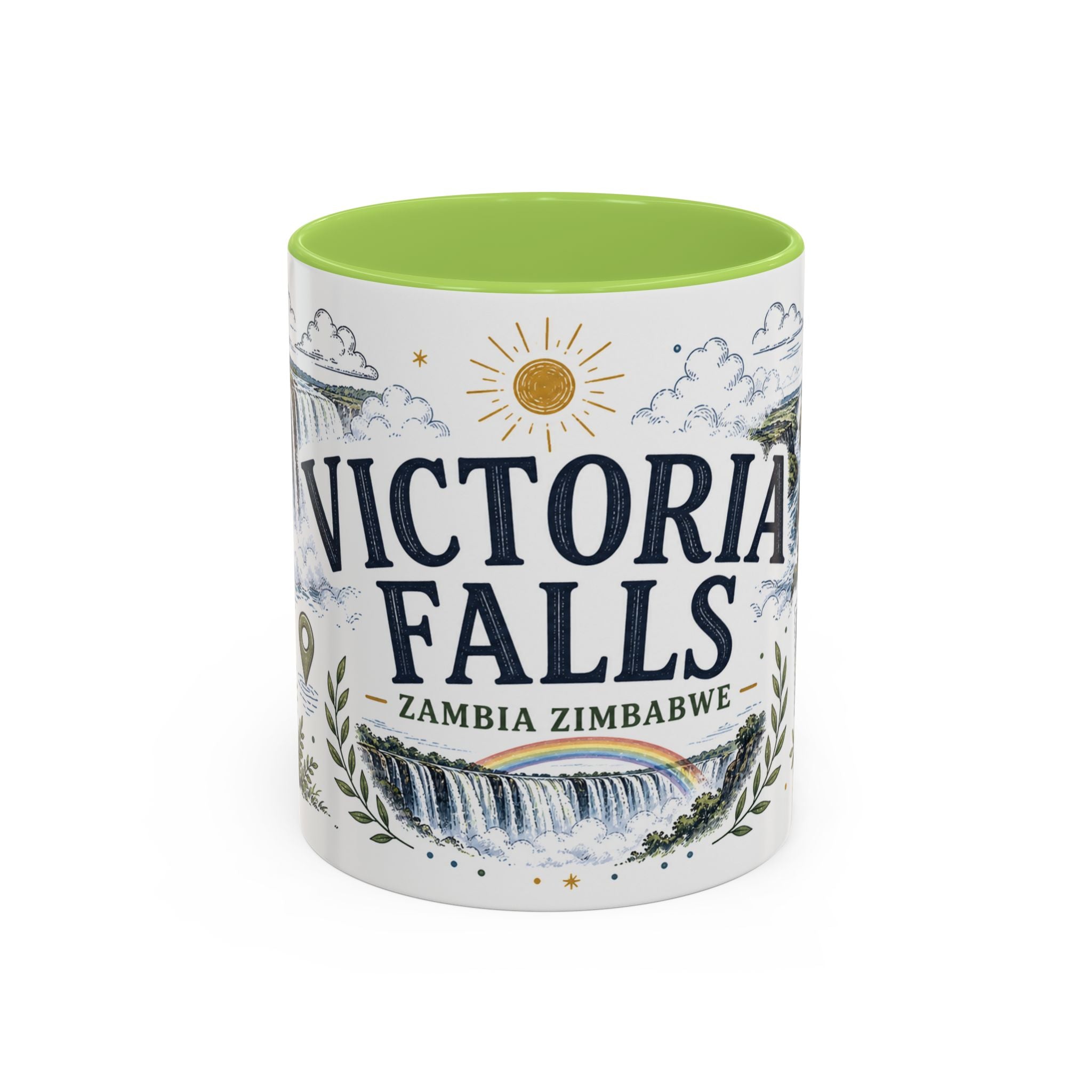 Victoria Falls Coffee Mug | Travel Destination Souvenir Gift | Accent Color Ceramic 11oz 15oz