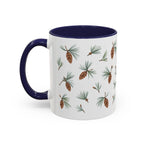 Maine White Pine Cone and Tassel Mug, State Flower Floral Coffee Cup, 11oz Botanical Gift